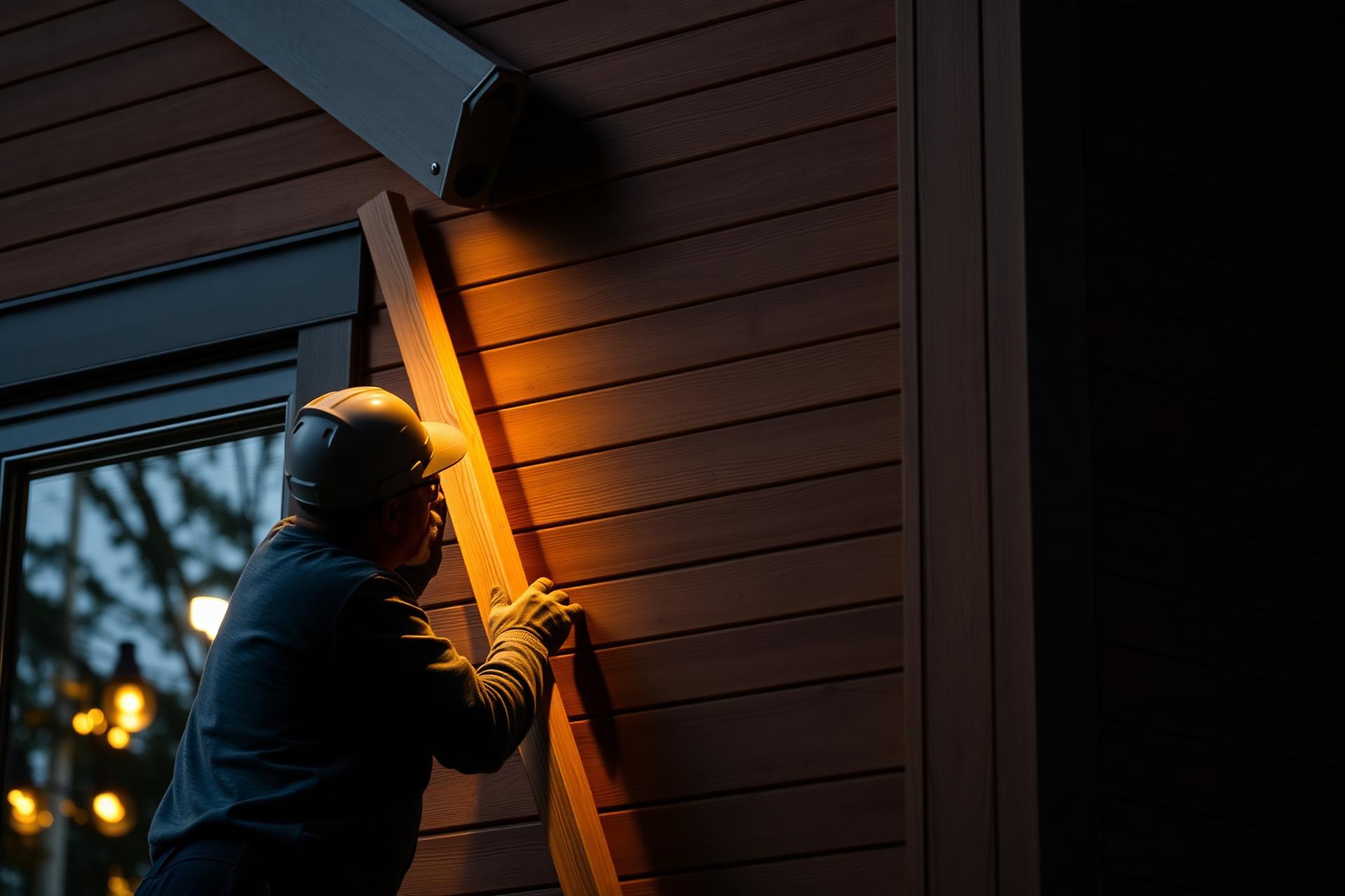 Skilled carpenter installing premium siding